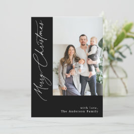 Cartão De Festividades Caligrafia manuscrita Foto de Natal Preto