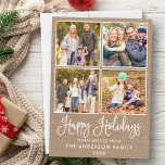 Cartão De Festividades Caligrafia moderna Kraft 4 Fotos<br><div class="desc">Cartão de Férias da Família Kraft Fotografado com Script de Diversão Moderna 4</div>