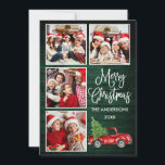 Cartão De Festividades Caligrafia Natal Caminhão Verde Madeira 4 Foto<br><div class="desc">Carta De Férias Moderna - Cartão de Férias Feliz Natal 4 - Caminhão Vermelho Vintage Vintage com Árvore de Natal - Madeira Verde País Russo</div>