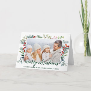 Cartão De Festividades Caligrafia Natal Verde Foto Verde Dobra Verde