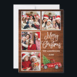Cartão De Festividades Caligrafia Natal Vintage Caminhão Madeira 4 Foto<br><div class="desc">Carta De Férias Moderna - Cartão de Férias Feliz Natal 4 - Caminhão Vermelho Vintage Vintage com Árvore de Natal - Madeira russa do país</div>