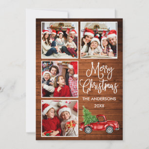 Cartão De Festividades Caligrafia Natal Vintage Caminhão Madeira 4 Foto