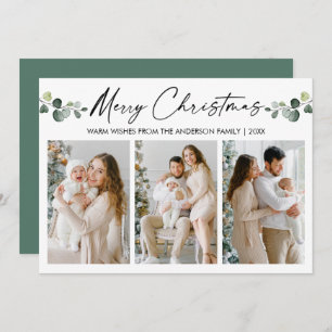 Cartão De Festividades Caligrafia natalícia Aquarela Eucalyptus