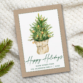 Cartão De Festividades Caligrafia por árvore de pintura aquática Manuscri