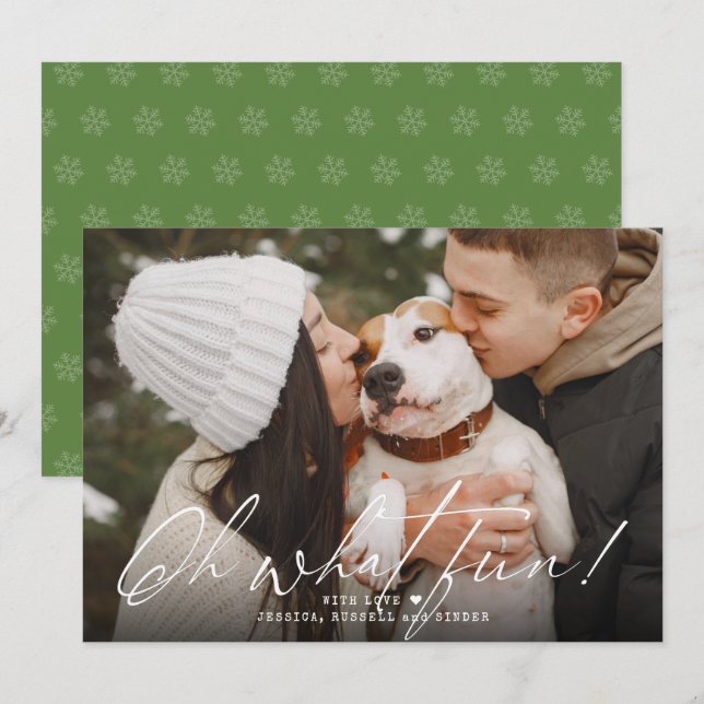 Cartão De Festividades Caligrafia Que Foto Divertida (Frente/Verso)