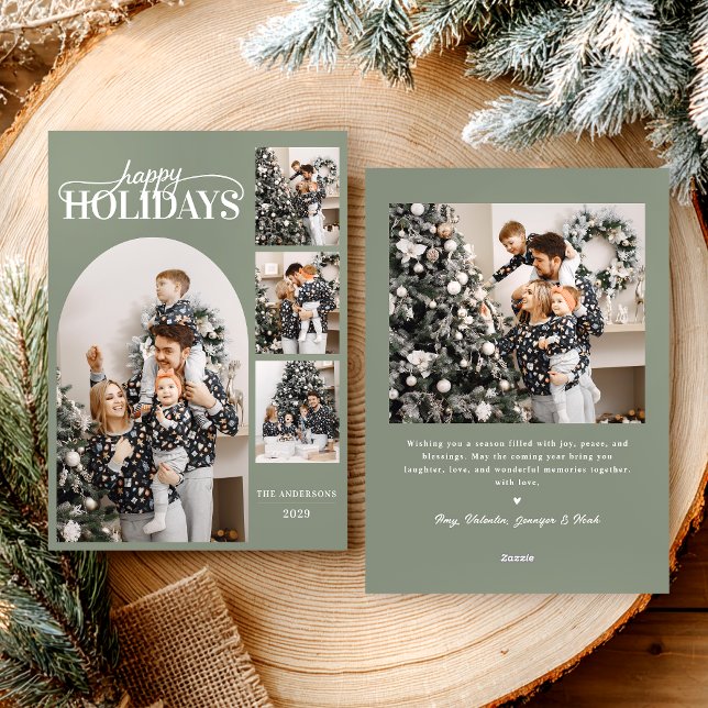 Cartão De Festividades Caligrafia simples de fotos de feriados felizes mo (Criador carregado)