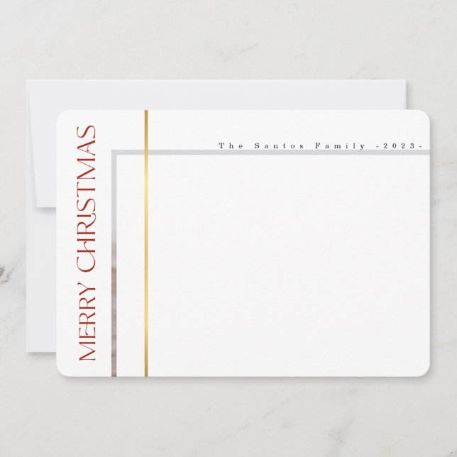 Cartão De Festividades Caligrafia Vermelha Feliz Natal Elegante 2 Fotogra (Frente)