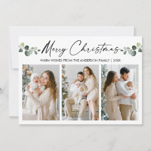 Cartão De Festividades Calligrafia Ink Watercolor Eucalyptus Natal