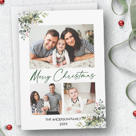 Cartão De Festividades Calligrafia Tinta Verde 3 Foto Greenery Berries