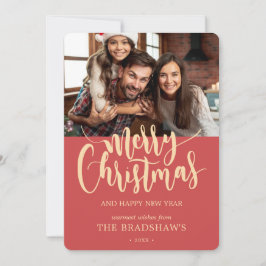 Cartão De Festividades Calligraphia Clássica Foto Feliz Natal