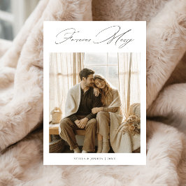 Cartão De Festividades Calligraphy Forever Merry Christmas Newlywed Photo