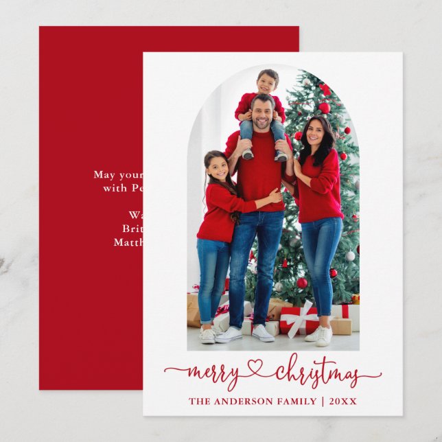 Cartão De Festividades Calliografia - Arch Vermelho Fotográfico do Coraçã (Frente/Verso)