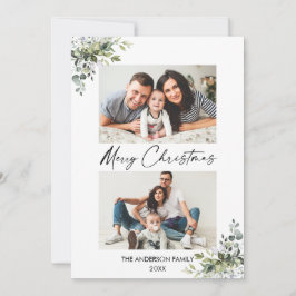 Cartão De Festividades Calliografia com Script Greenery 2 Foto Natal