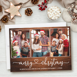 Cartão De Festividades Calliografia Coração Madeira 3 Foto Feliz Natal