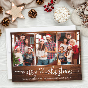 Cartão De Festividades Calliografia Coração Madeira 3 Foto Feliz Natal