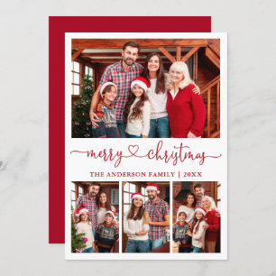 Cartão De Festividades Calliografia Coração Script Natal 4 Foto Vermelho