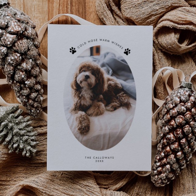 Cartão De Festividades Calor De Nariz Frio Deseja Foto De Cão No Natal (Criador carregado)