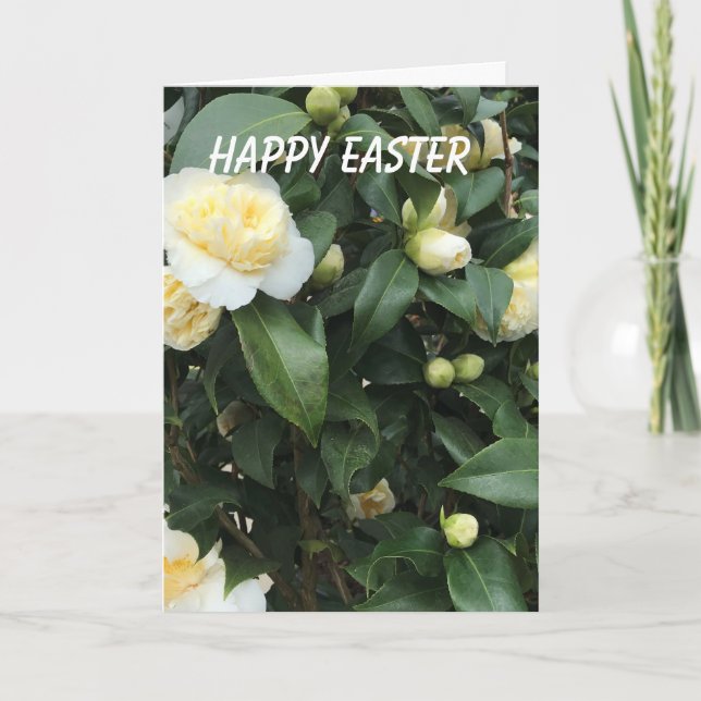 Cartão De Festividades Camélia Branco Páscoa (Frente)