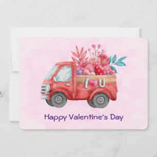 Cartão De Festividades Caminhão de Amor Fofo Carregando Presentes de Dia