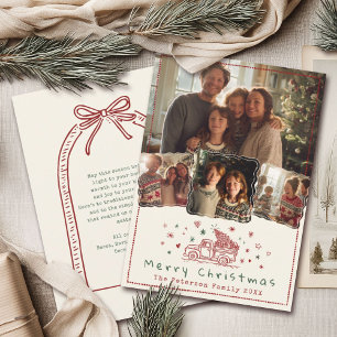 Cartão De Festividades Caminhão de Natal Impressionante Desenhado à Mão F