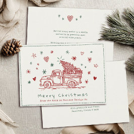 Cartão De Festividades Caminhão de Natal Retroativo Pequenas Empresas