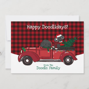 Cartão De Festividades Caminhão de Natal Vermelho e Bonito Labradoodles
