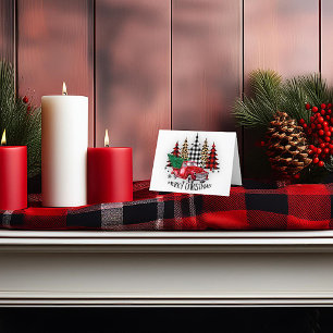 Cartão De Festividades Caminhão e árvores de Natal alegre