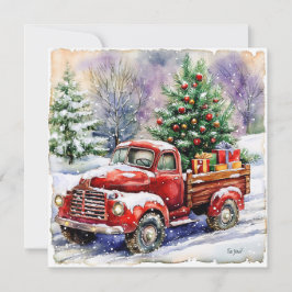 Cartão De Festividades Caminhão Transportando Árvore de Natal