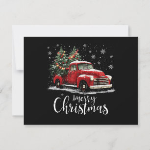 Cartão De Festividades Caminhão Vermelho Antigo Papai Noel Árvore Feliz N