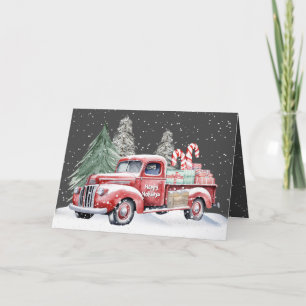 Cartão De Festividades Caminhão Vermelho de Natal Com Bengalas de Açúcar