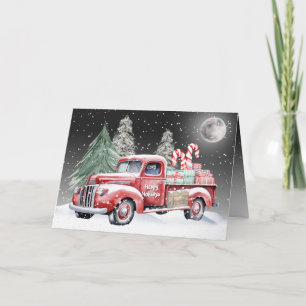 Cartão De Festividades Caminhão Vermelho de Natal Com Bengalas de Açúcar