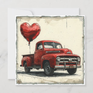 Cartão De Festividades Caminhão Vermelho namorados: Caravana de Cupido