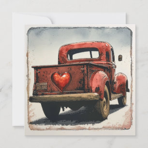 Cartão De Festividades Caminhão Vermelho namorados: Movido pelo Amor