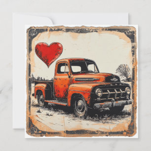 Cartão De Festividades Caminhão Vermelho namorados: Romance Vermelho