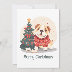 Cartão De Festividades Camisa de Natal Cachorro Inglês Bulldog Alegre