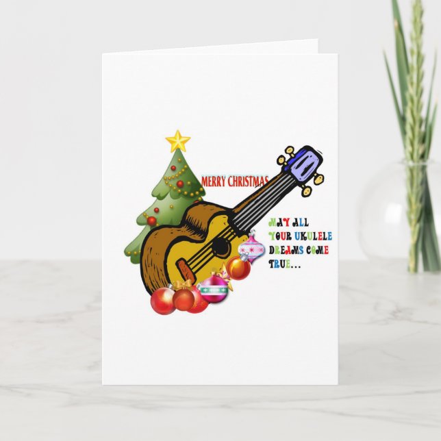 Cartão De Festividades Camisa Ukulele Natal (Frente)