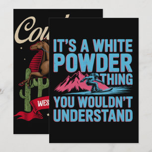 Cartão De Festividades Camiseta engraçada de inverno para esqui e snowboa