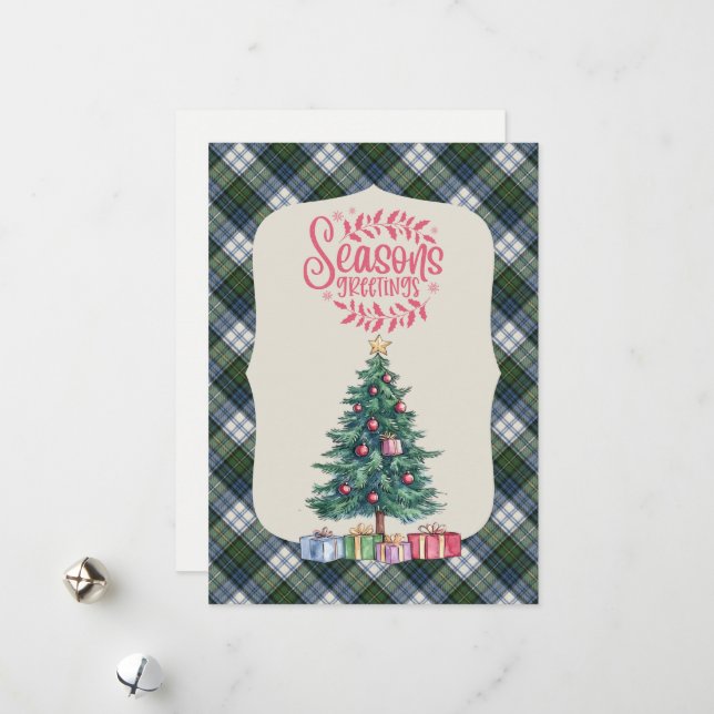 Cartão De Festividades Campbell Dress Antigo Tartan de Natal Escocês (Frente/Verso In Situ)