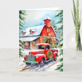 Cartão De Festividades Campo de inverno fazenda Feliz Natal