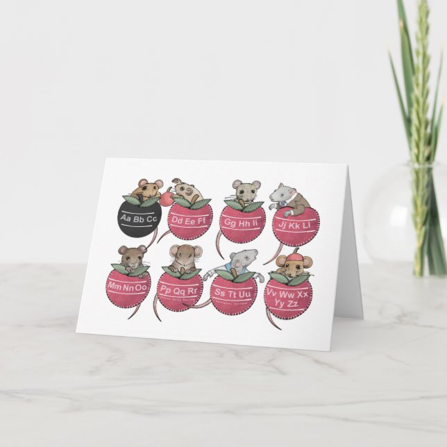Cartão De Festividades Camundongos de bolso, de volta à escola (Frente)