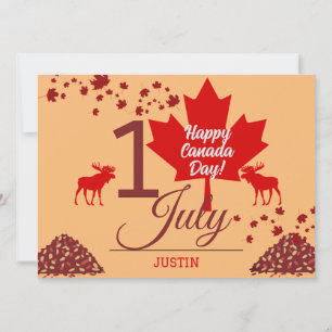 Cartão De Festividades Canada Maple Leaf, Happy canada day, 1rua de julho