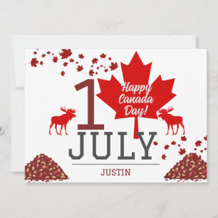 Cartão De Festividades Canada Maple Leaf, Happy canada day, 1rua de julho