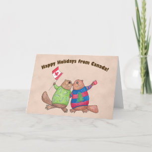 Cartão De Festividades Canadian Christmas Card Beavers Holiday Card