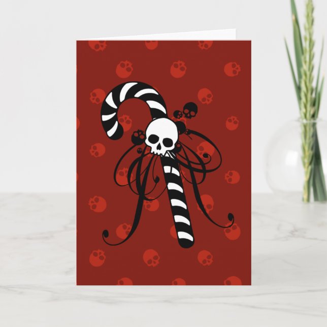 Cartão De Festividades Canas de Doces Crânio (Frente)