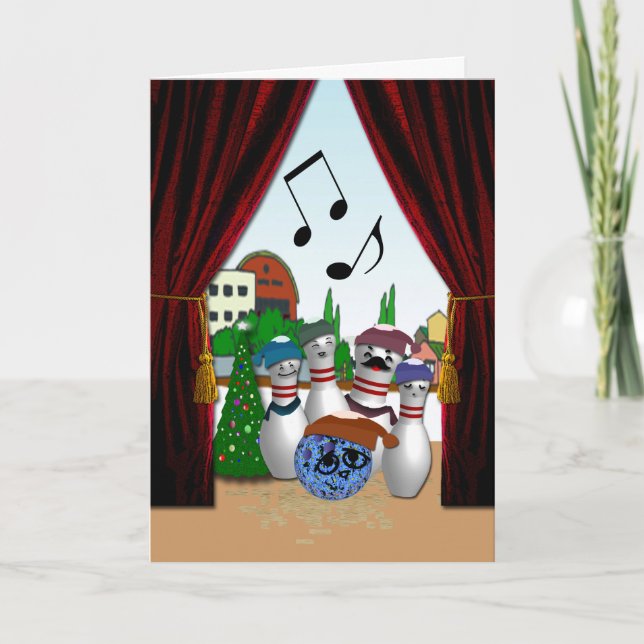Cartão De Festividades Canção de natal da boliche (Frente)
