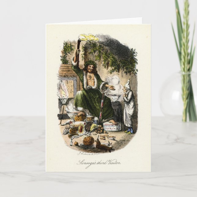 Cartão De Festividades Canção de natal do Natal - fantasma do presente de (Frente)