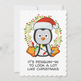 Cartão De Festividades Canção de Natal Engraçada Pun Pinguim