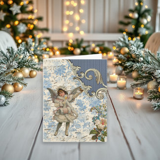 Cartão De Festividades Canção de Natal Vintage Angel Tempo Maravilhoso do