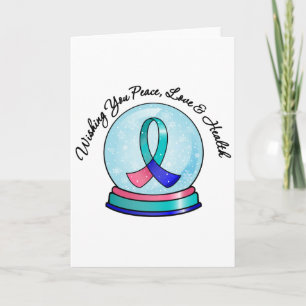 Cartão De Festividades Cancer da tireoide Feliz Globo de Neve de Natal