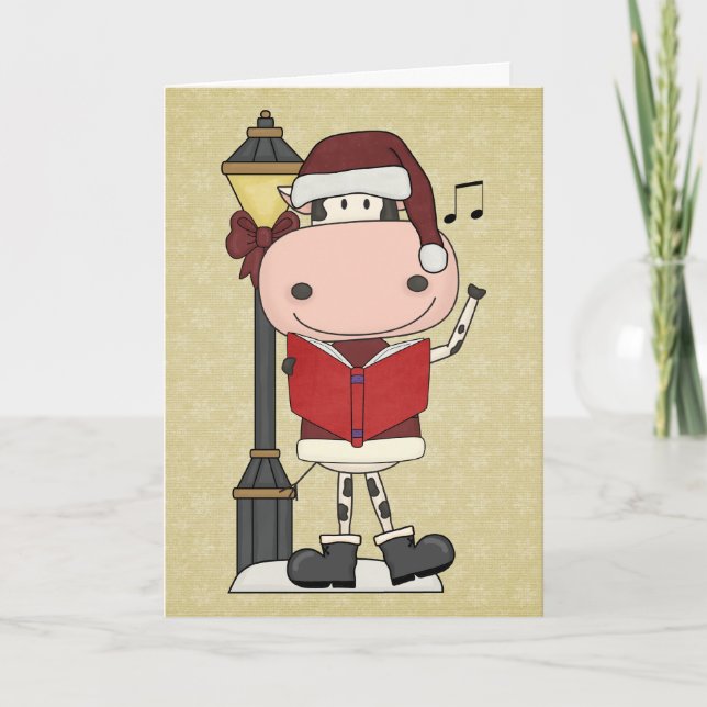 Cartão De Festividades Canções de natal do Natal da vaca - ocidentais (Frente)